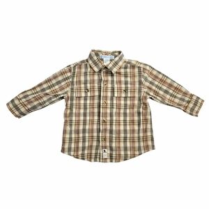 ​Janie and Jack 6-12M Plaid Button Down Shirt Tan Orange Brown
